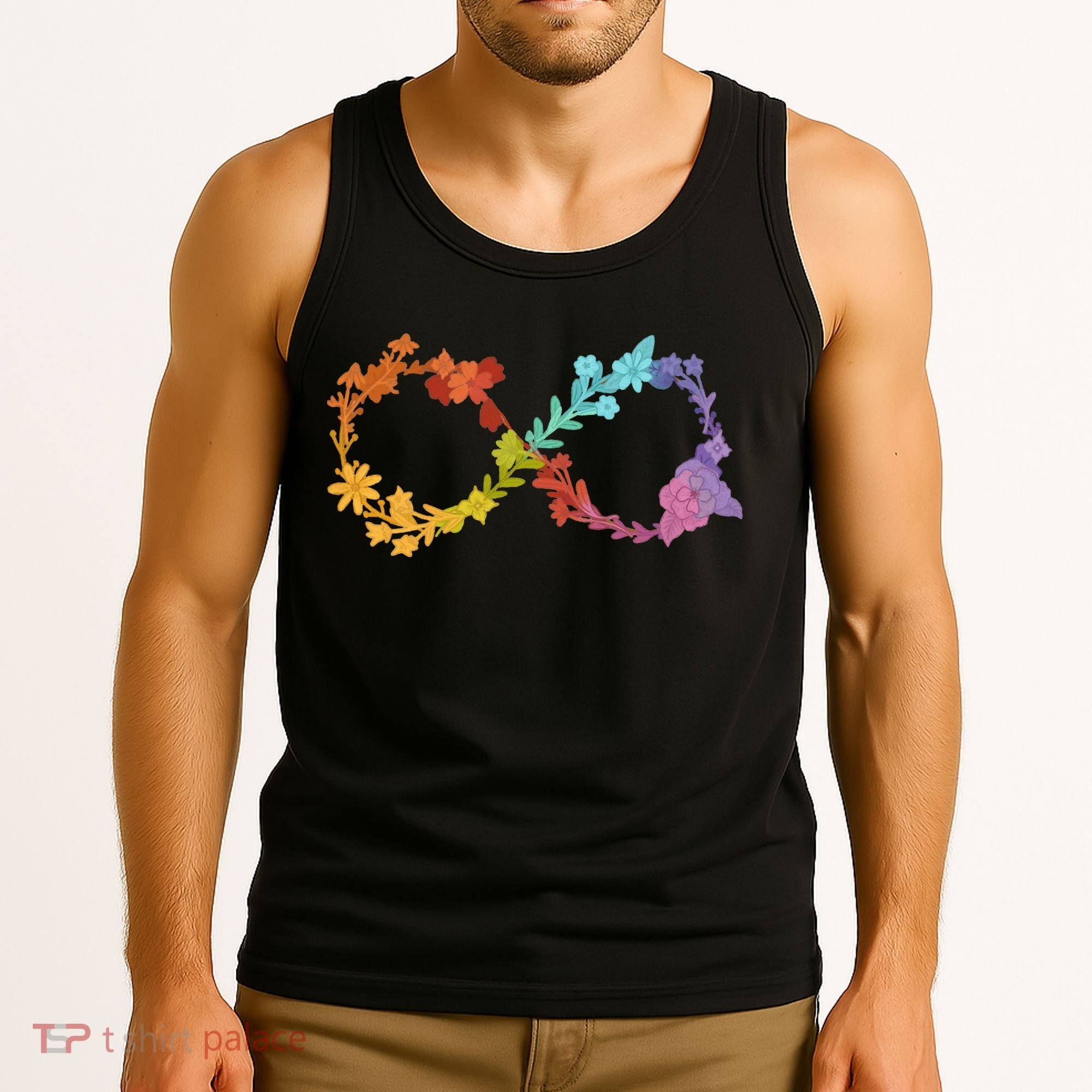 Floral Neurodiversity Infinity Symbol Autism Awareness Tank Top