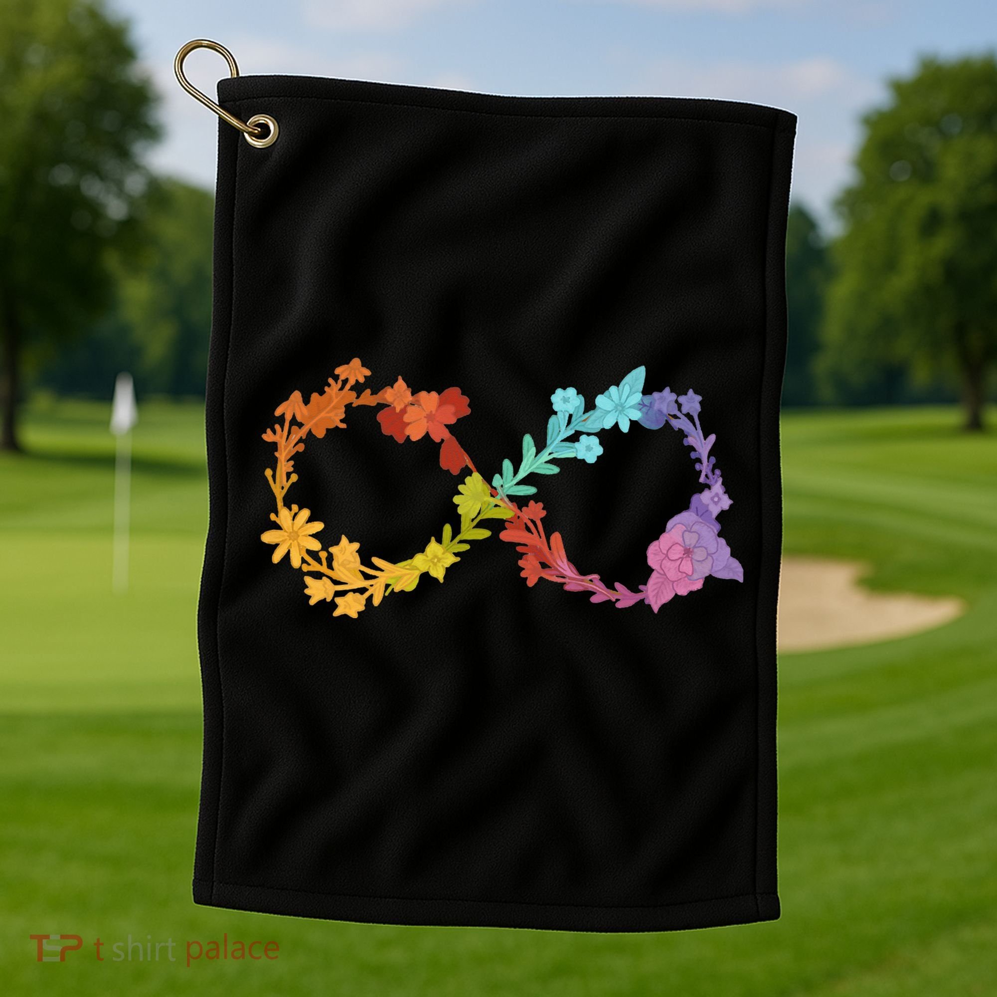 Floral Neurodiversity Infinity Symbol Autism Awareness Golf Towel