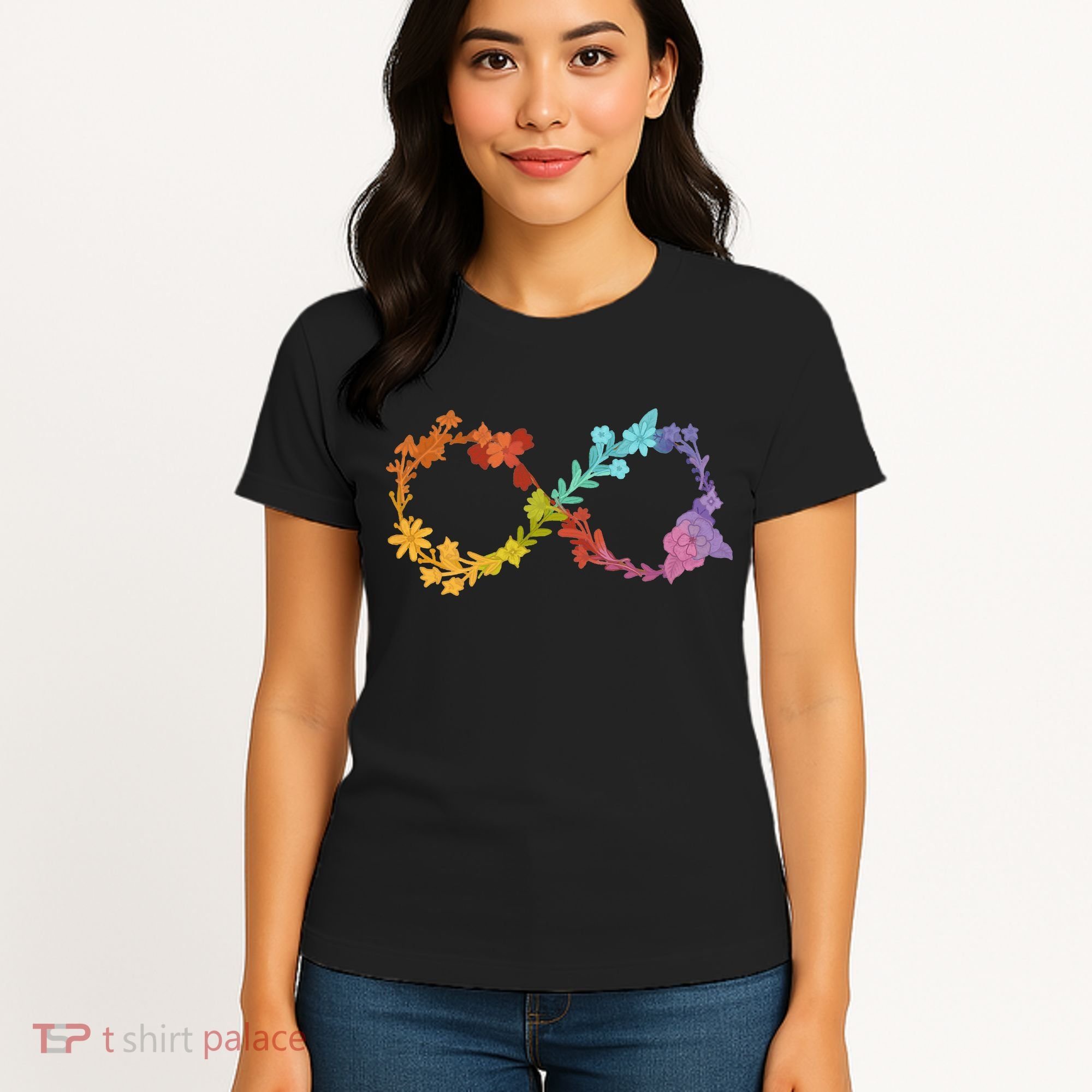 Floral Neurodiversity Infinity Symbol Autism Awareness Women's T-Shirt