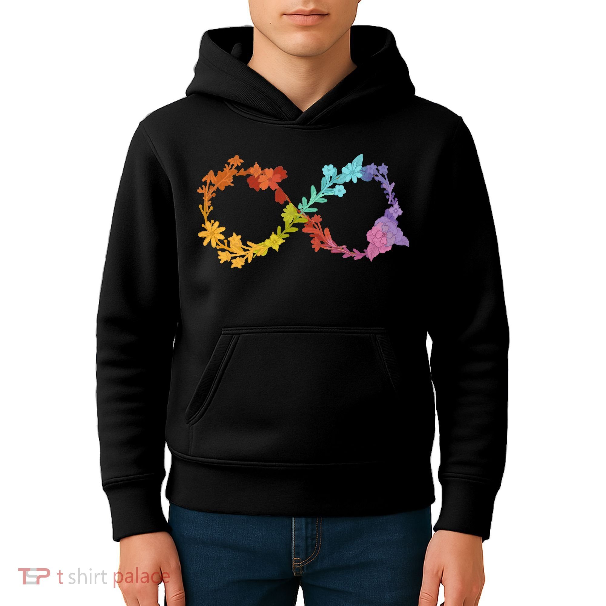 Floral Neurodiversity Infinity Symbol Autism Awareness Kids Hoodie