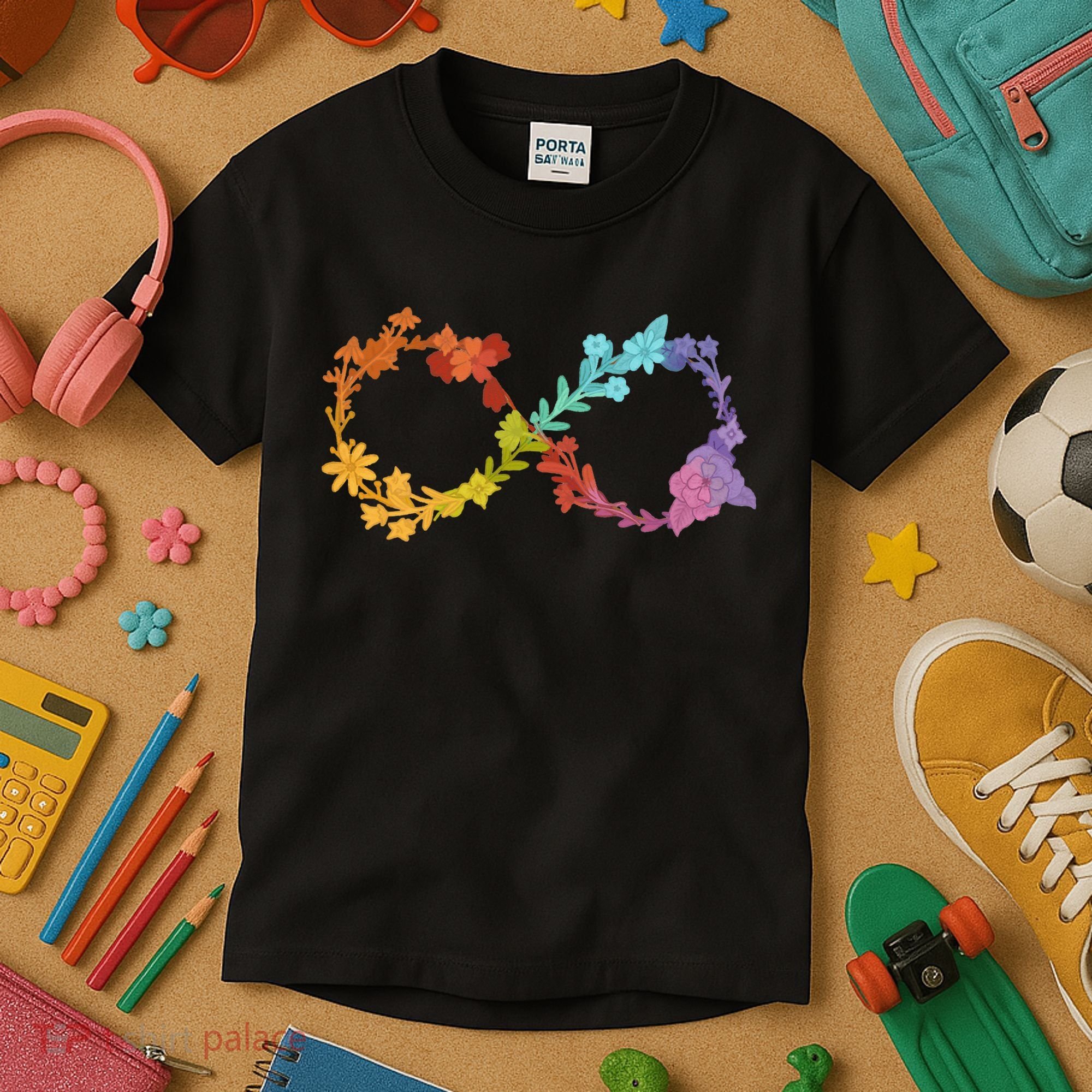 Floral Neurodiversity Infinity Symbol Autism Awareness Kids T-Shirt