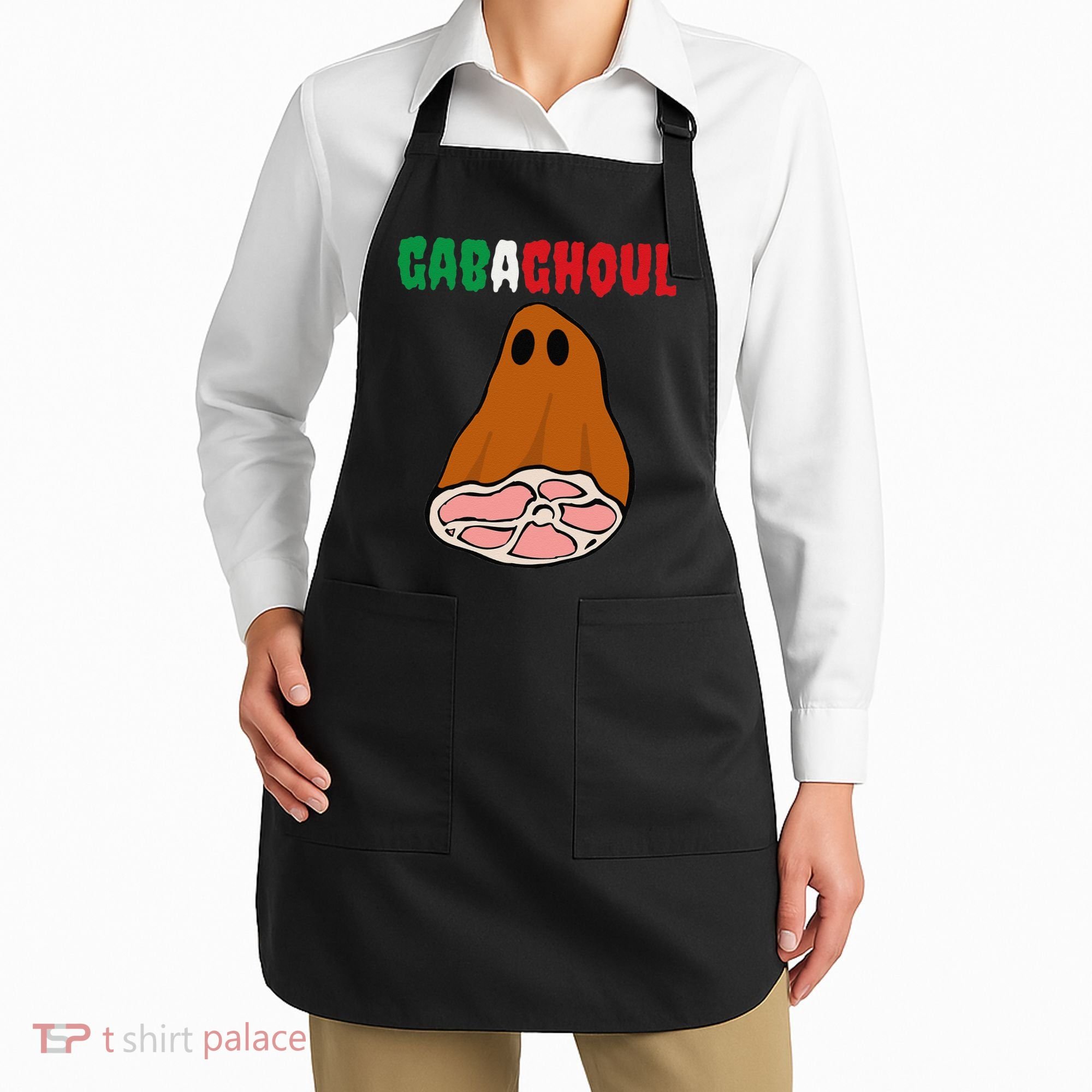 Funny New Jersey Slang Gabagool Spooky Halloween Gabaghoul Apron