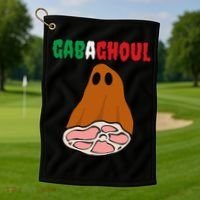 Funny New Jersey Slang Gabagool Spooky Halloween Gabaghoul Golf Towel thumb 1