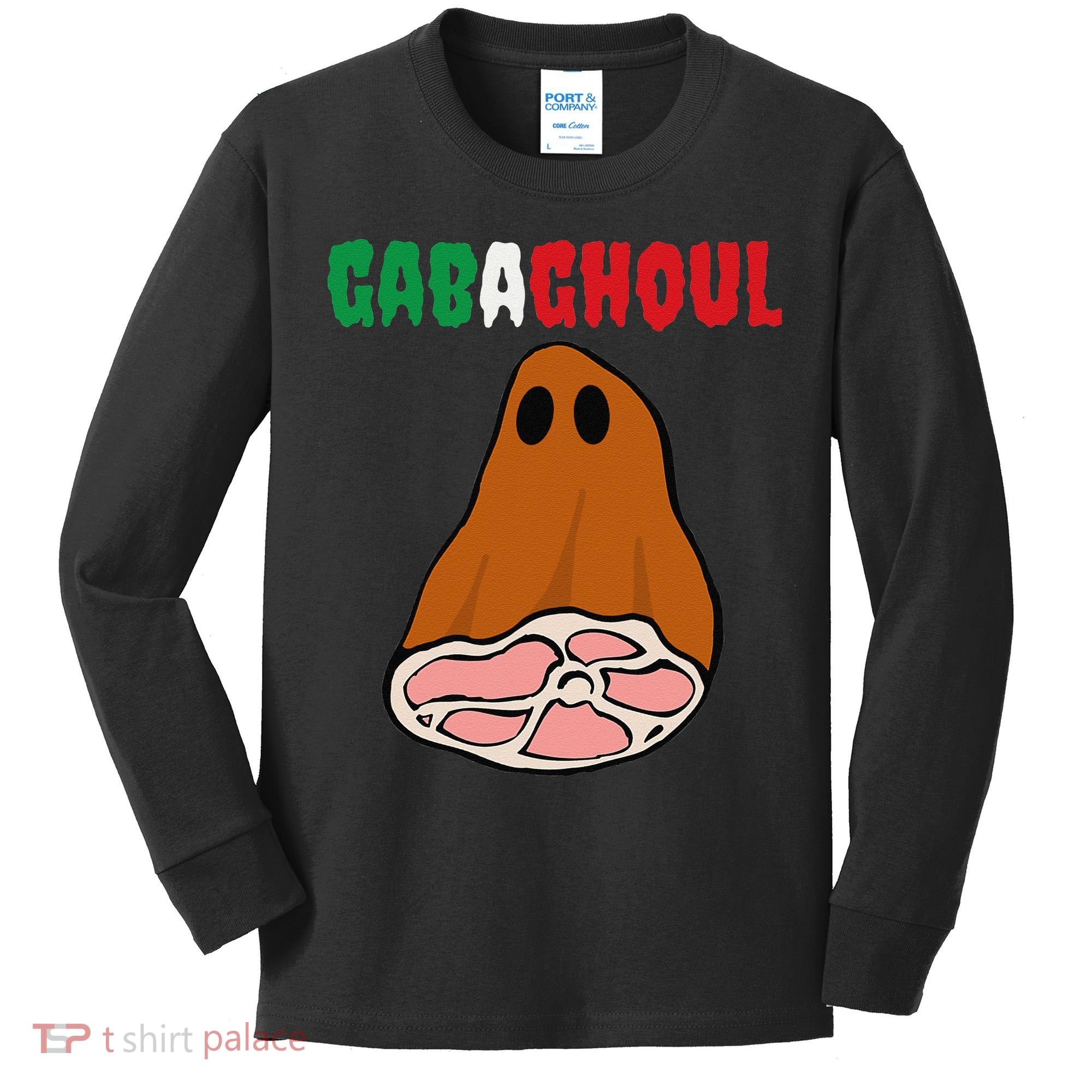 Funny New Jersey Slang Gabagool Spooky Halloween Gabaghoul Kids Long Sleeve Shirt
