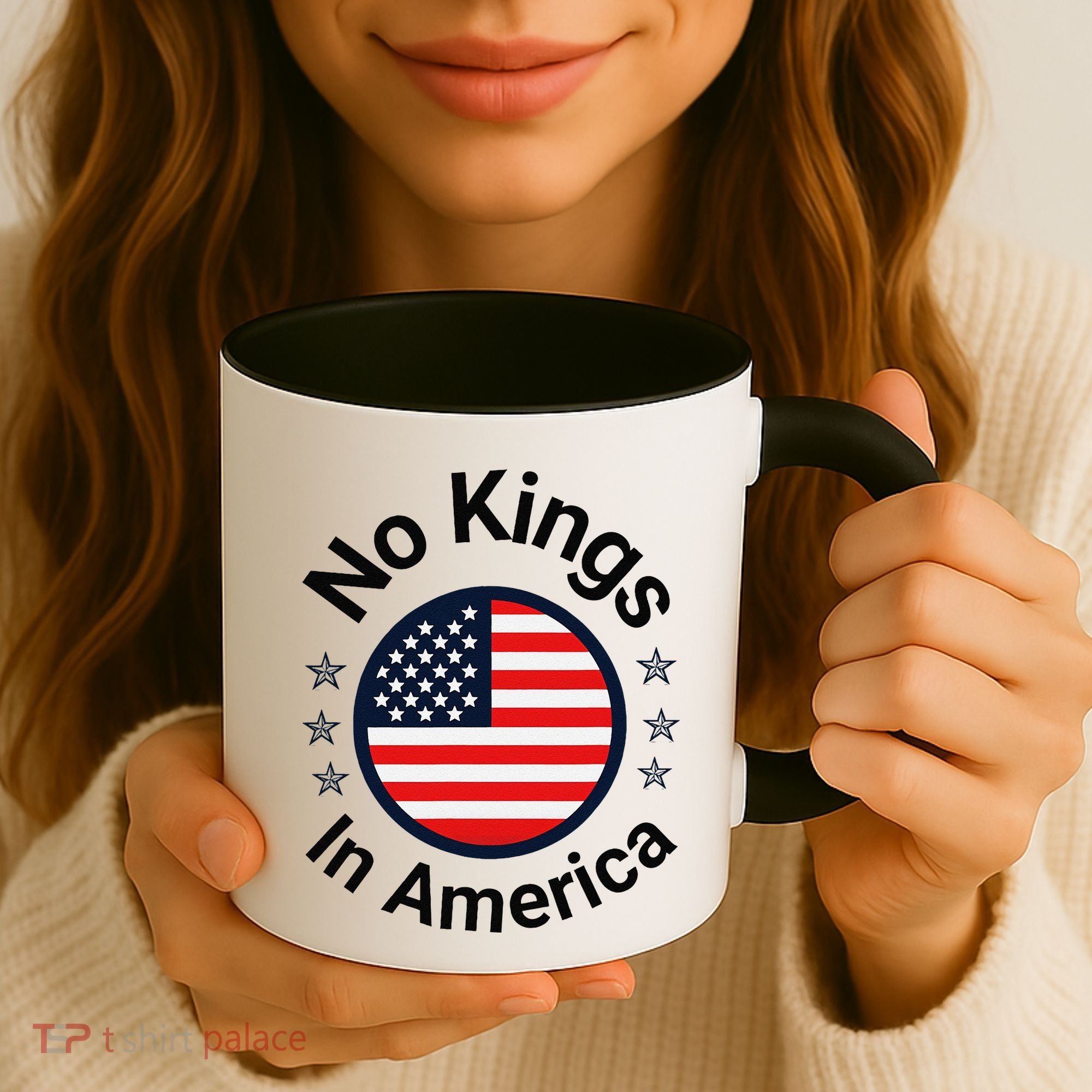 Funny No Kings In America Flag Protest Save Democracy Coffee Mug