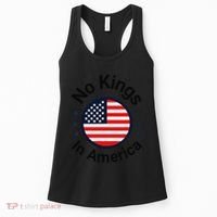 Funny No Kings In America Flag Protest Save Democracy Women's Tank Top thumb 0