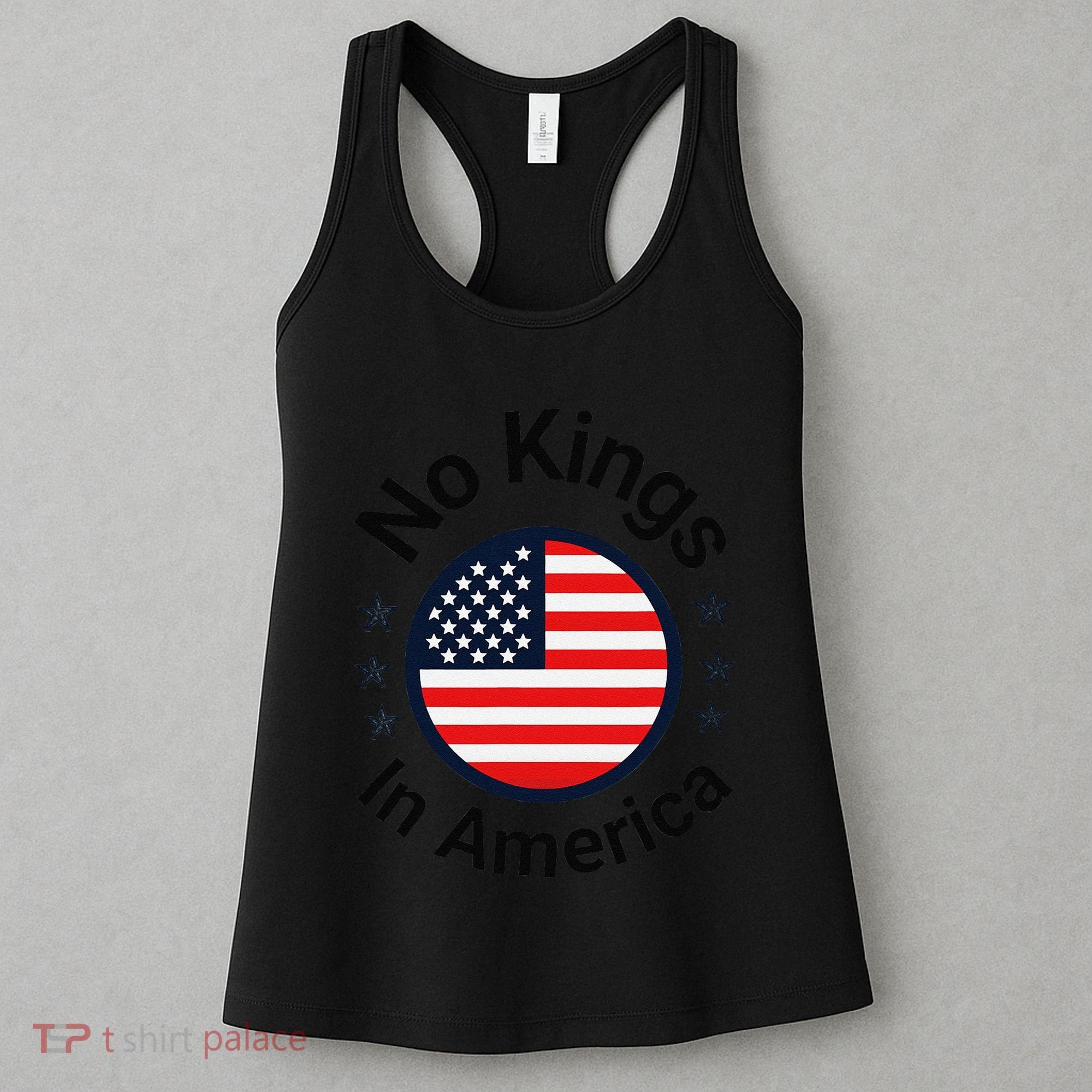 Funny No Kings In America Flag Protest Save Democracy Women's Tank Top