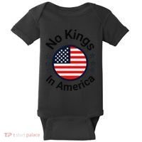 Funny No Kings In America Flag Protest Save Democracy Baby Bodysuit thumb 0