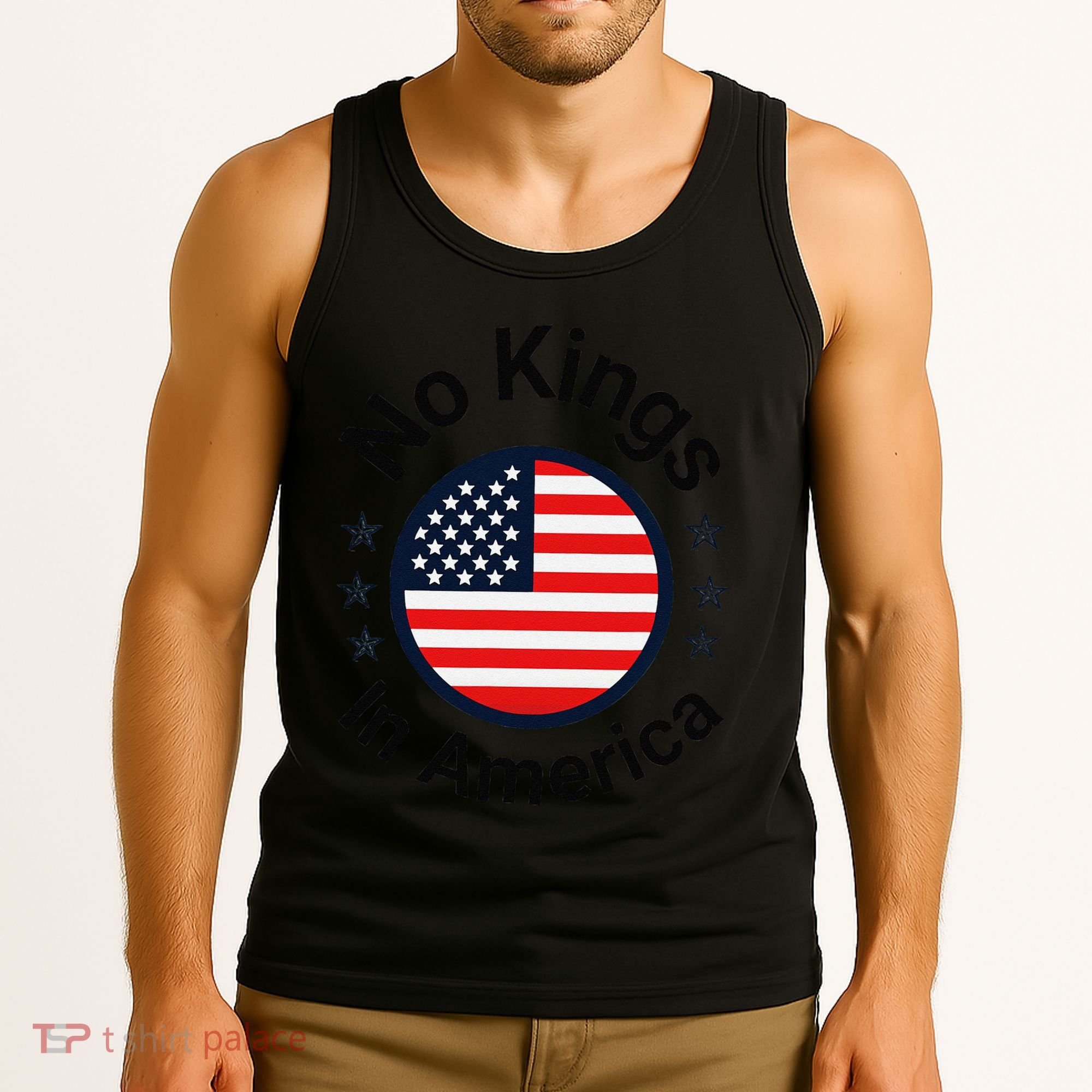 Funny No Kings In America Flag Protest Save Democracy Tank Top