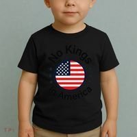 Funny No Kings In America Flag Protest Save Democracy Toddler T-Shirt thumb 2