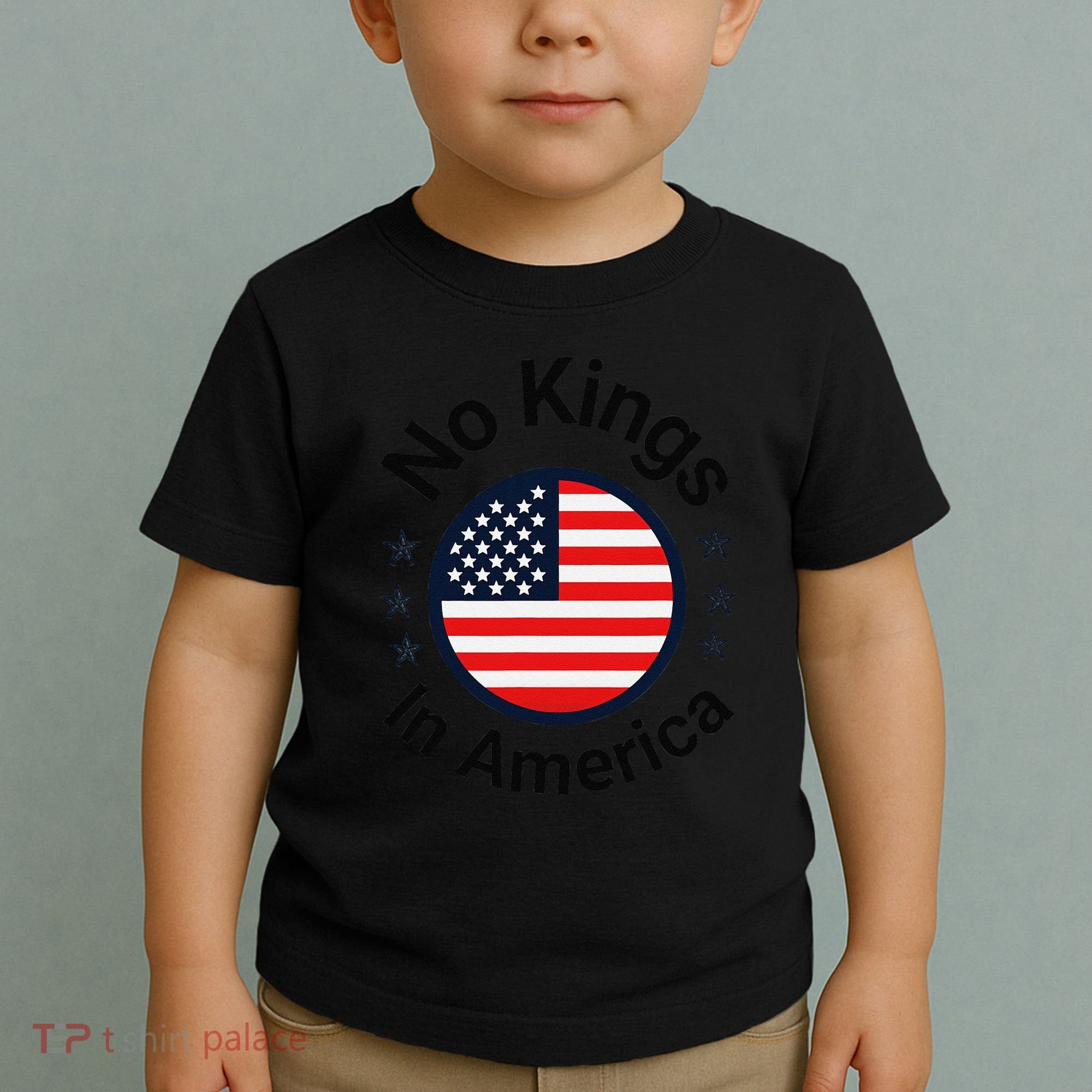 Funny No Kings In America Flag Protest Save Democracy Toddler T-Shirt