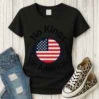 Funny No Kings In America Flag Protest Save Democracy Women's T-Shirt thumb 3