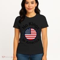 Funny No Kings In America Flag Protest Save Democracy Women's T-Shirt thumb 4