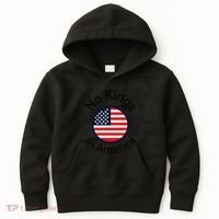 Funny No Kings In America Flag Protest Save Democracy Kids Hoodie thumb 0