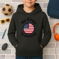 Funny No Kings In America Flag Protest Save Democracy Kids Hoodie thumb 2