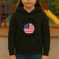 Funny No Kings In America Flag Protest Save Democracy Kids Hoodie thumb 3
