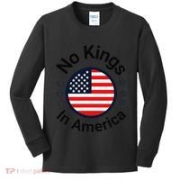 Funny No Kings In America Flag Protest Save Democracy Kids Long Sleeve Shirt thumb 0