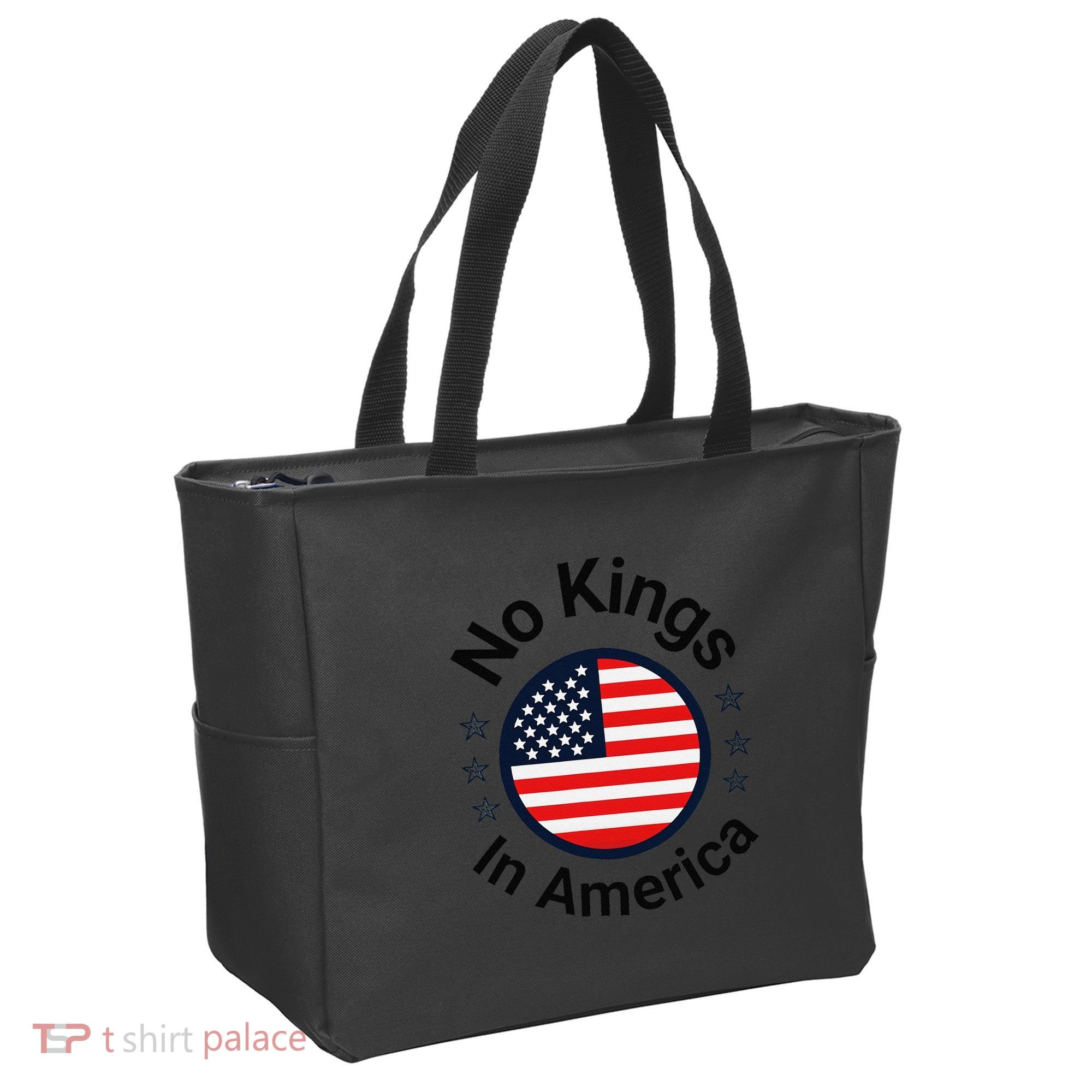 Funny No Kings In America Flag Protest Save Democracy Tote Bag