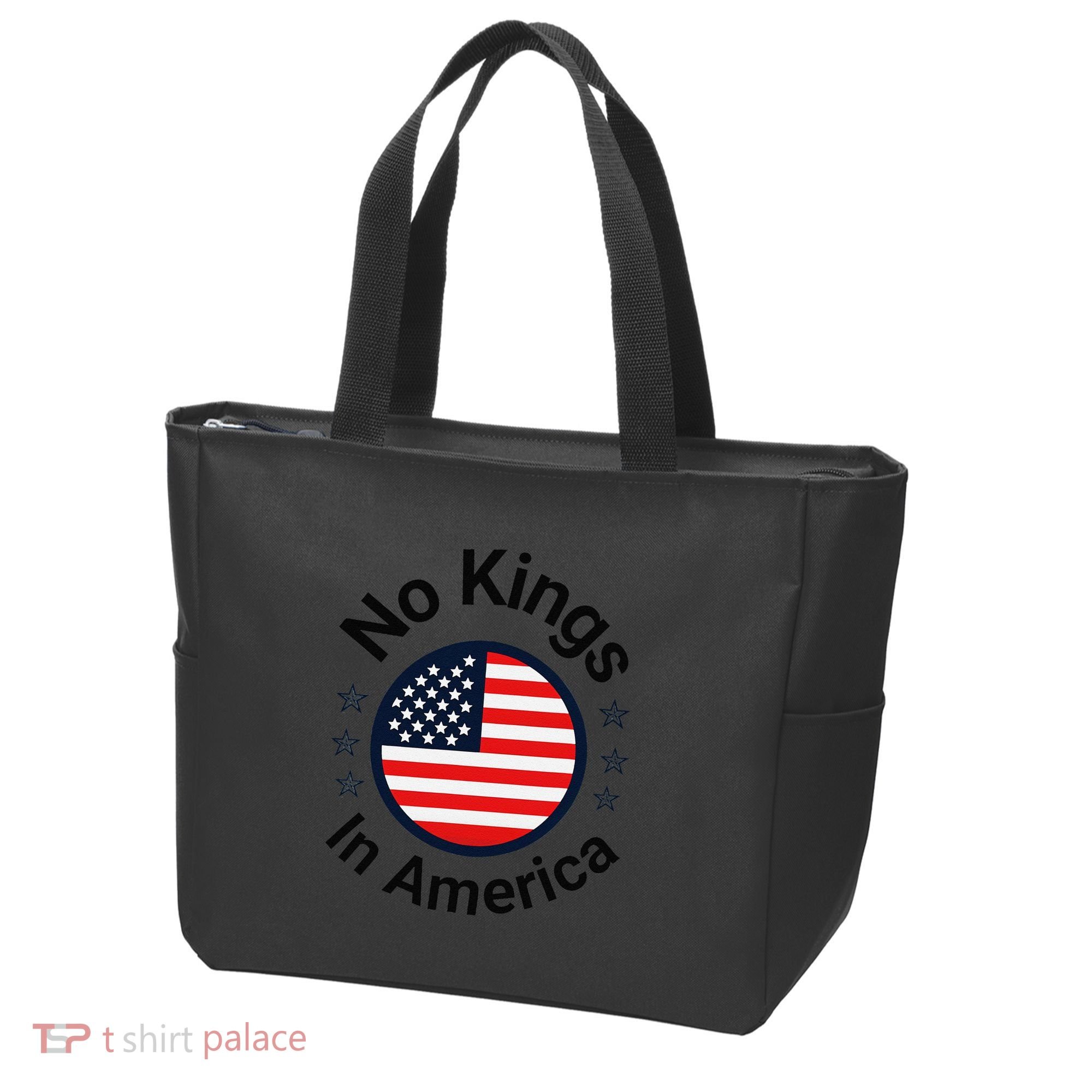 Funny No Kings In America Flag Protest Save Democracy Tote Bag