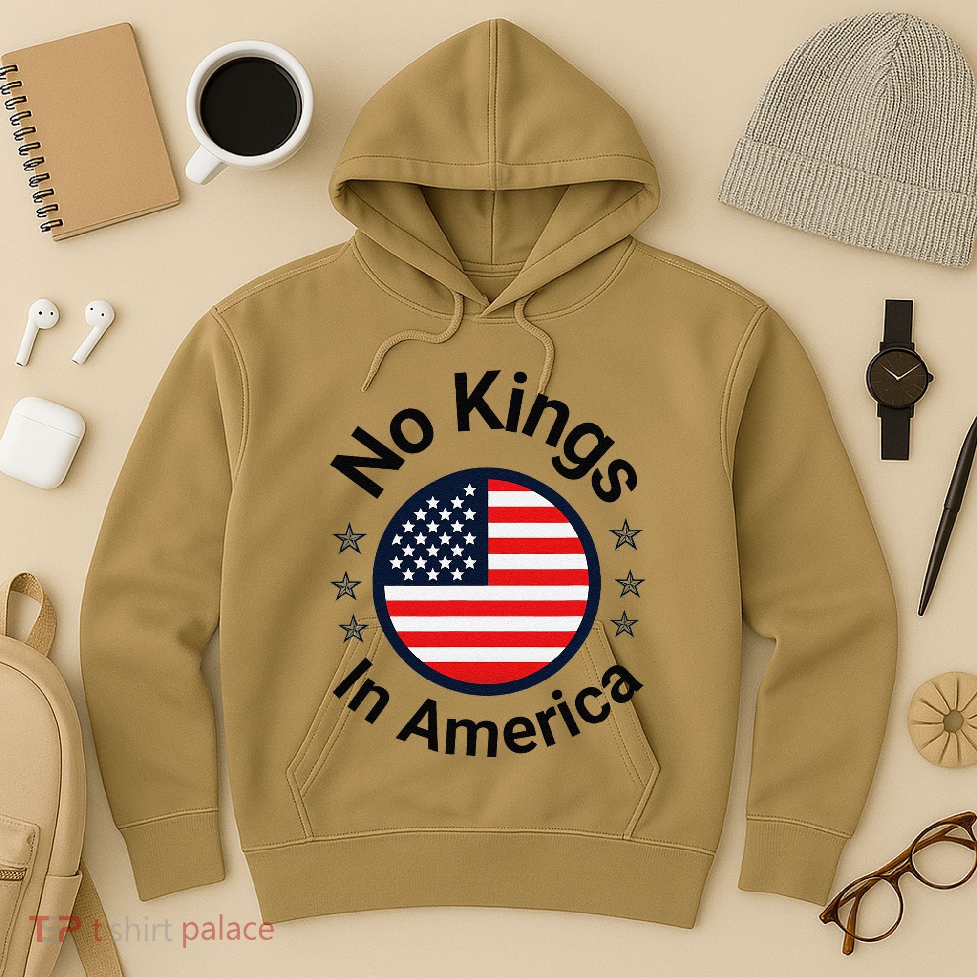 Funny No Kings In America Flag Protest Save Democracy Hoodie