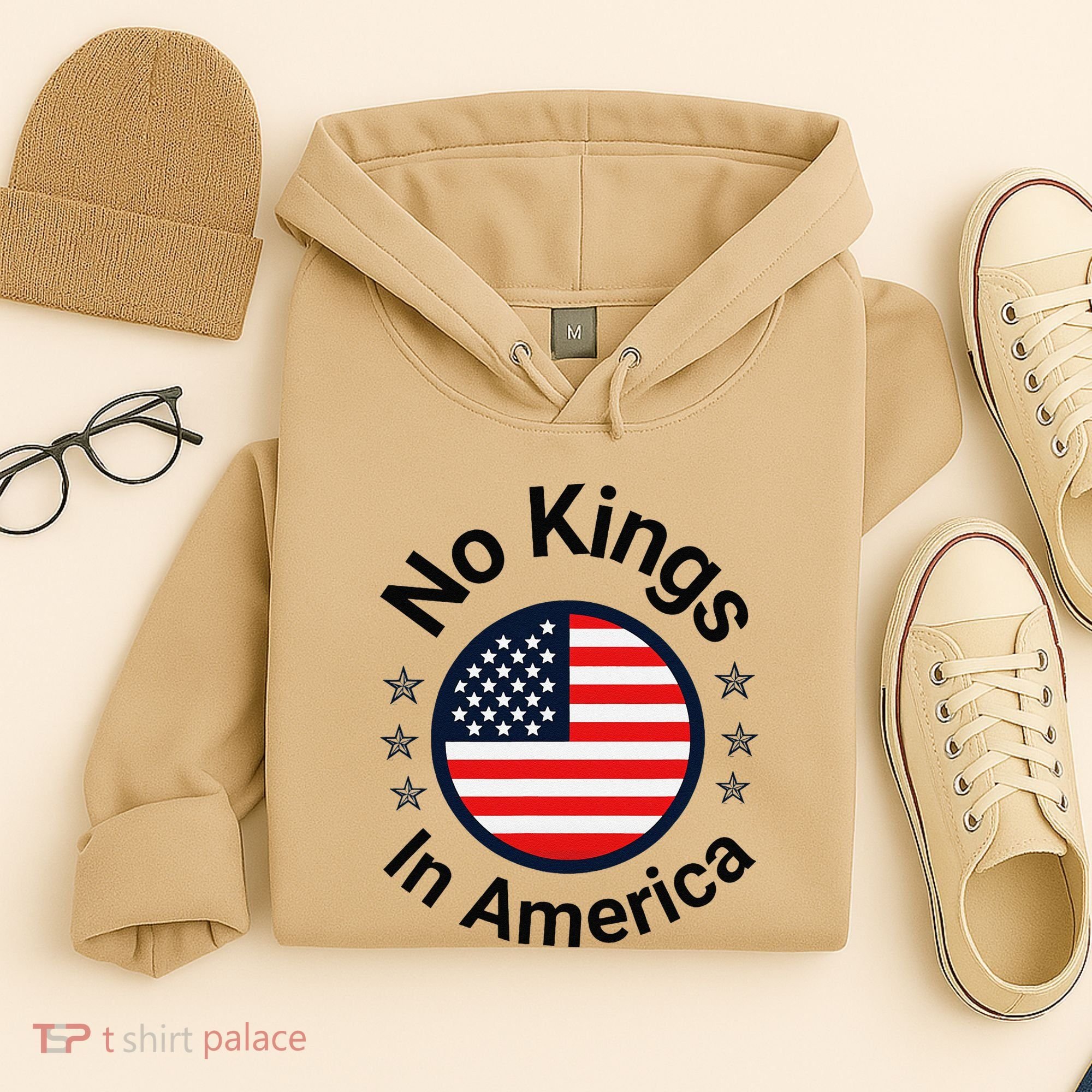 Funny No Kings In America Flag Protest Save Democracy Hoodie