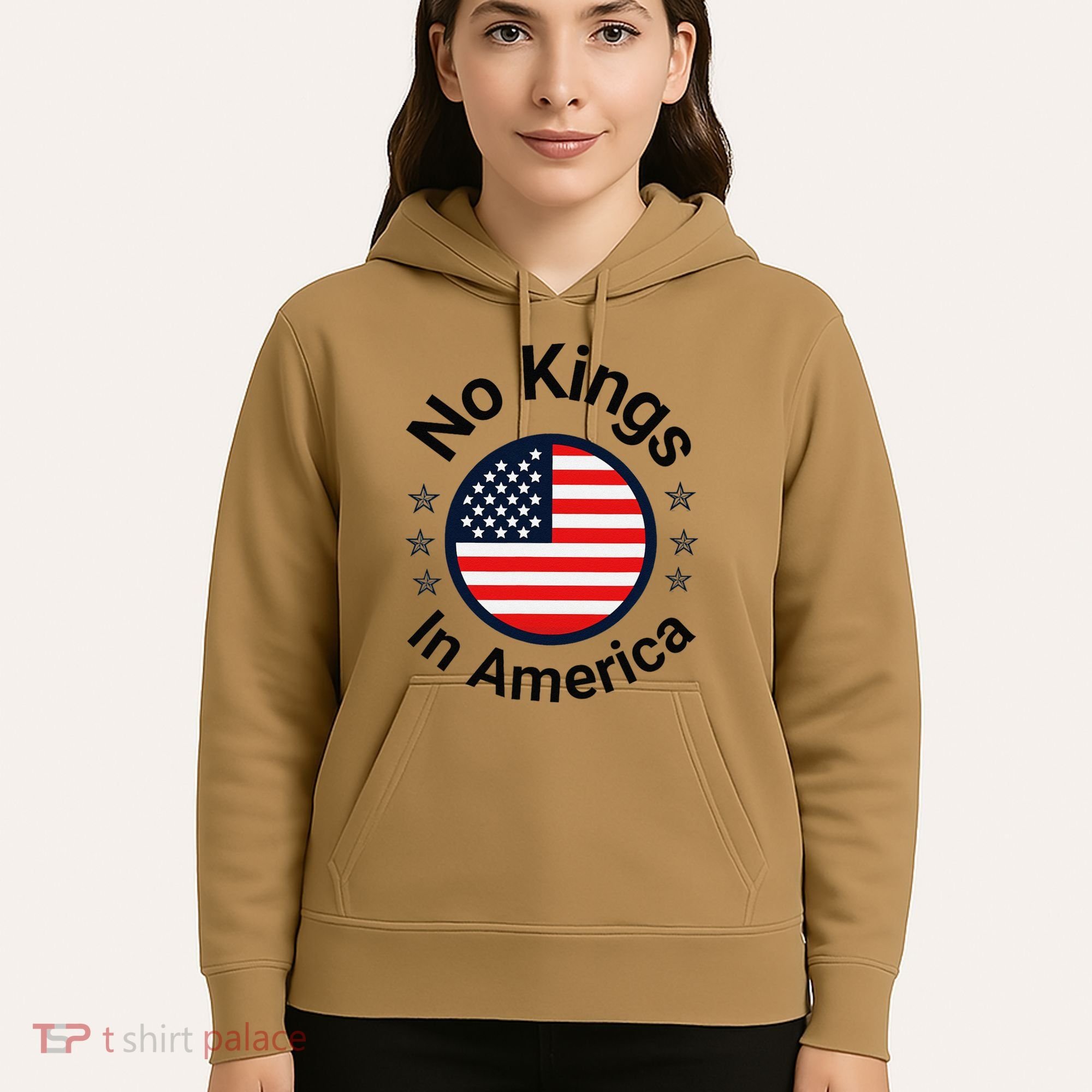 Funny No Kings In America Flag Protest Save Democracy Hoodie