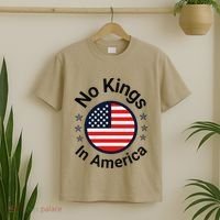 Funny No Kings In America Flag Protest Save Democracy T-Shirt thumb 2