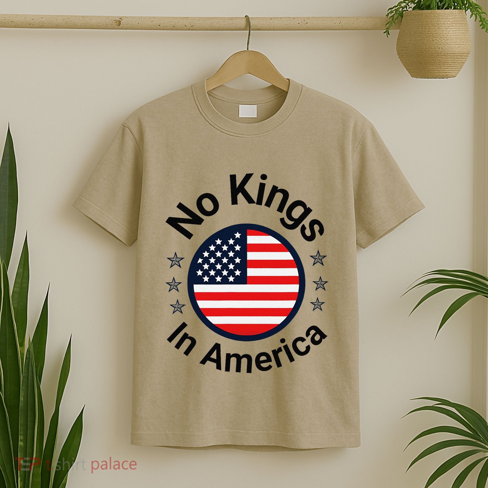 Funny No Kings In America Flag Protest Save Democracy T-Shirt