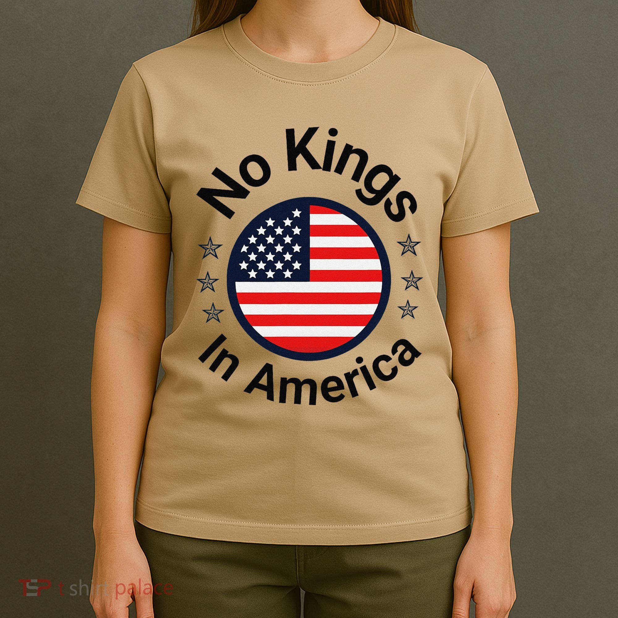 Funny No Kings In America Flag Protest Save Democracy T-Shirt