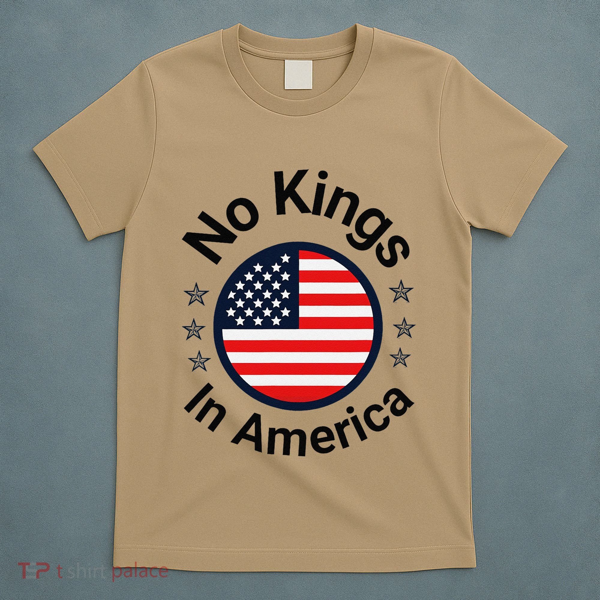 Funny No Kings In America Flag Protest Save Democracy T-Shirt