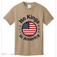 Funny No Kings In America Flag Protest Save Democracy Kids T-Shirt thumb 0
