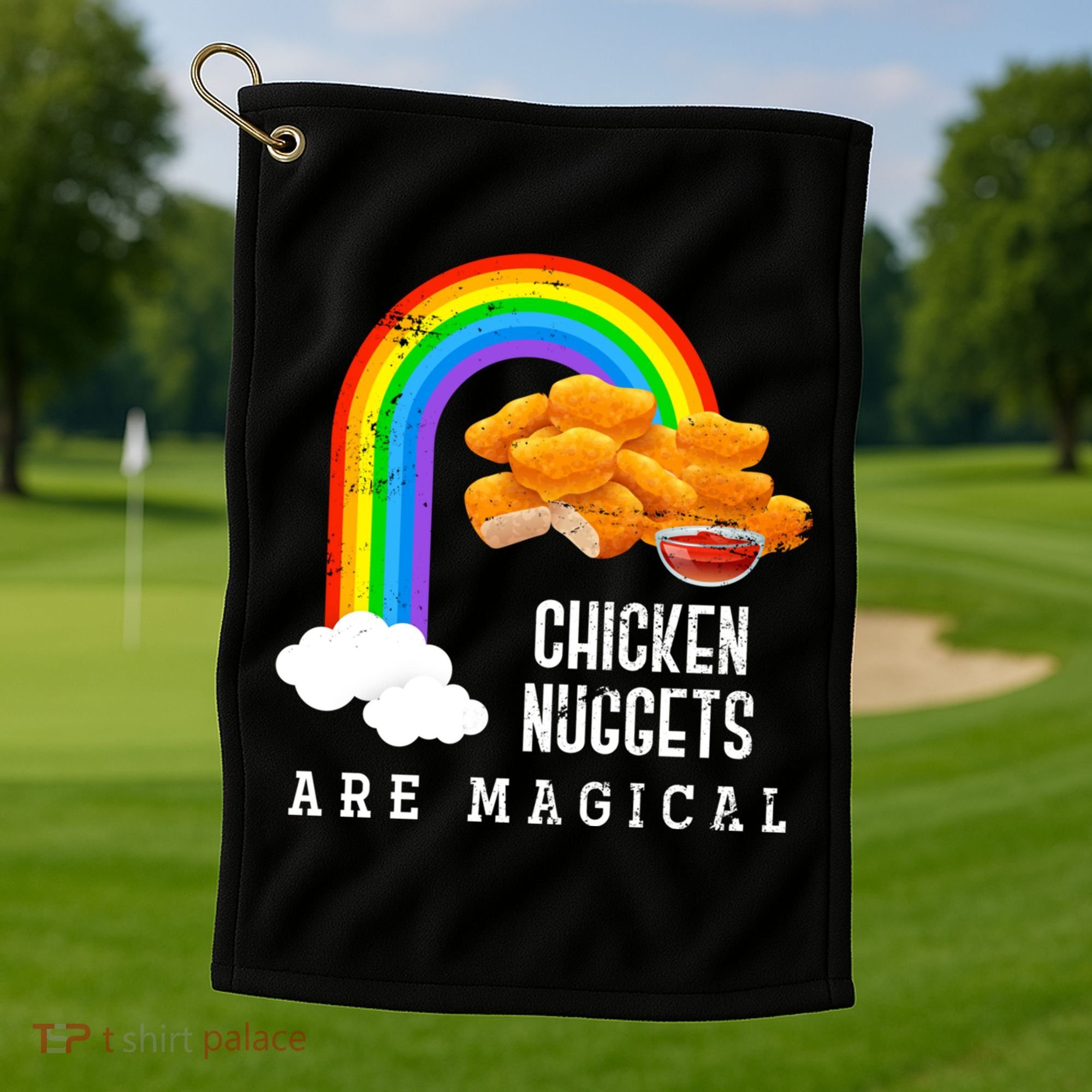 Funny Nuggets Lover Rainbow Gift Fast Food Chicken Nugget Gift Golf Towel