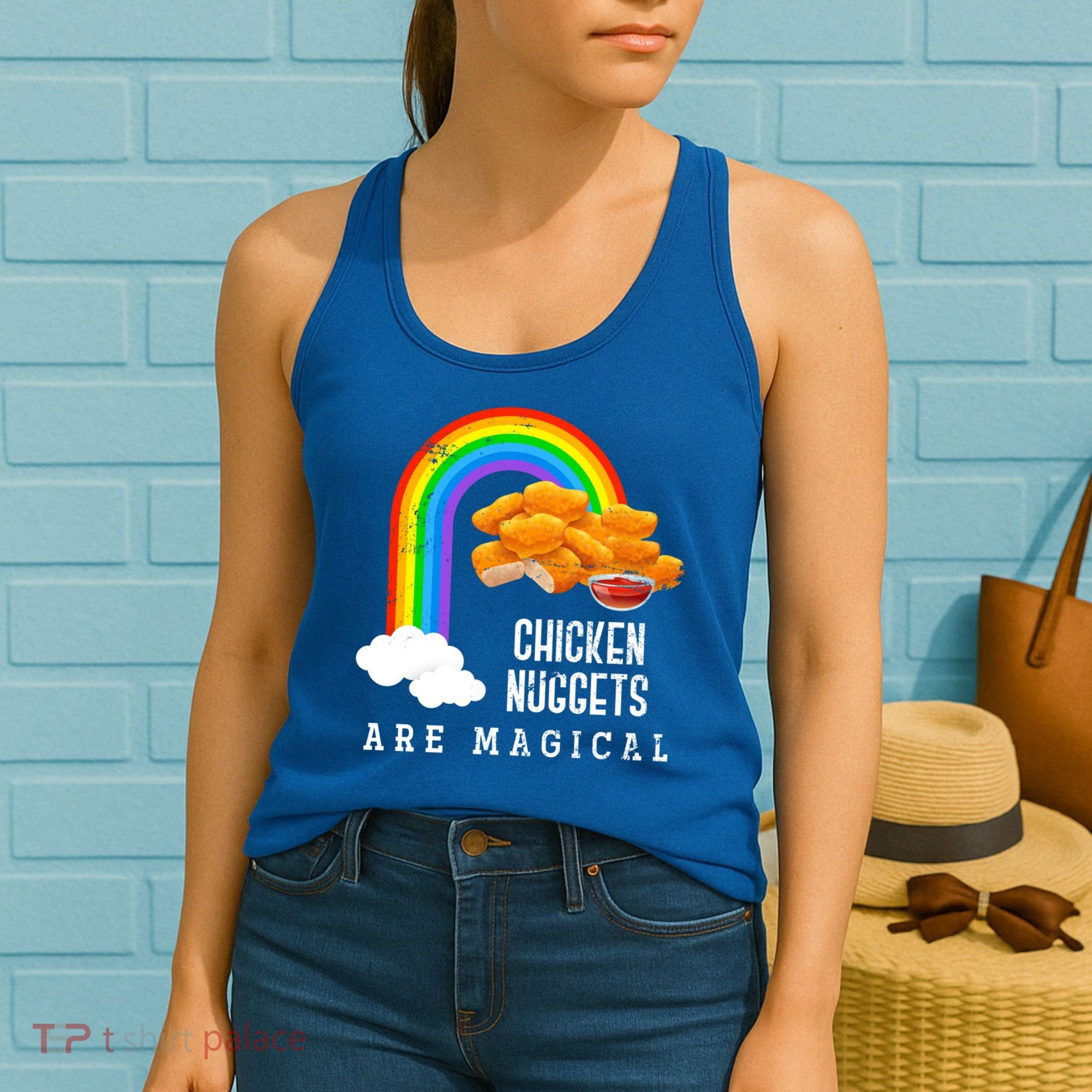 Funny Nuggets Lover Rainbow Gift Fast Food Chicken Nugget Gift Women's Tank Top