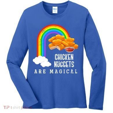 Funny Nuggets Lover Rainbow Gift Fast Food Chicken Nugget Gift Women's Long Sleeve Shirt