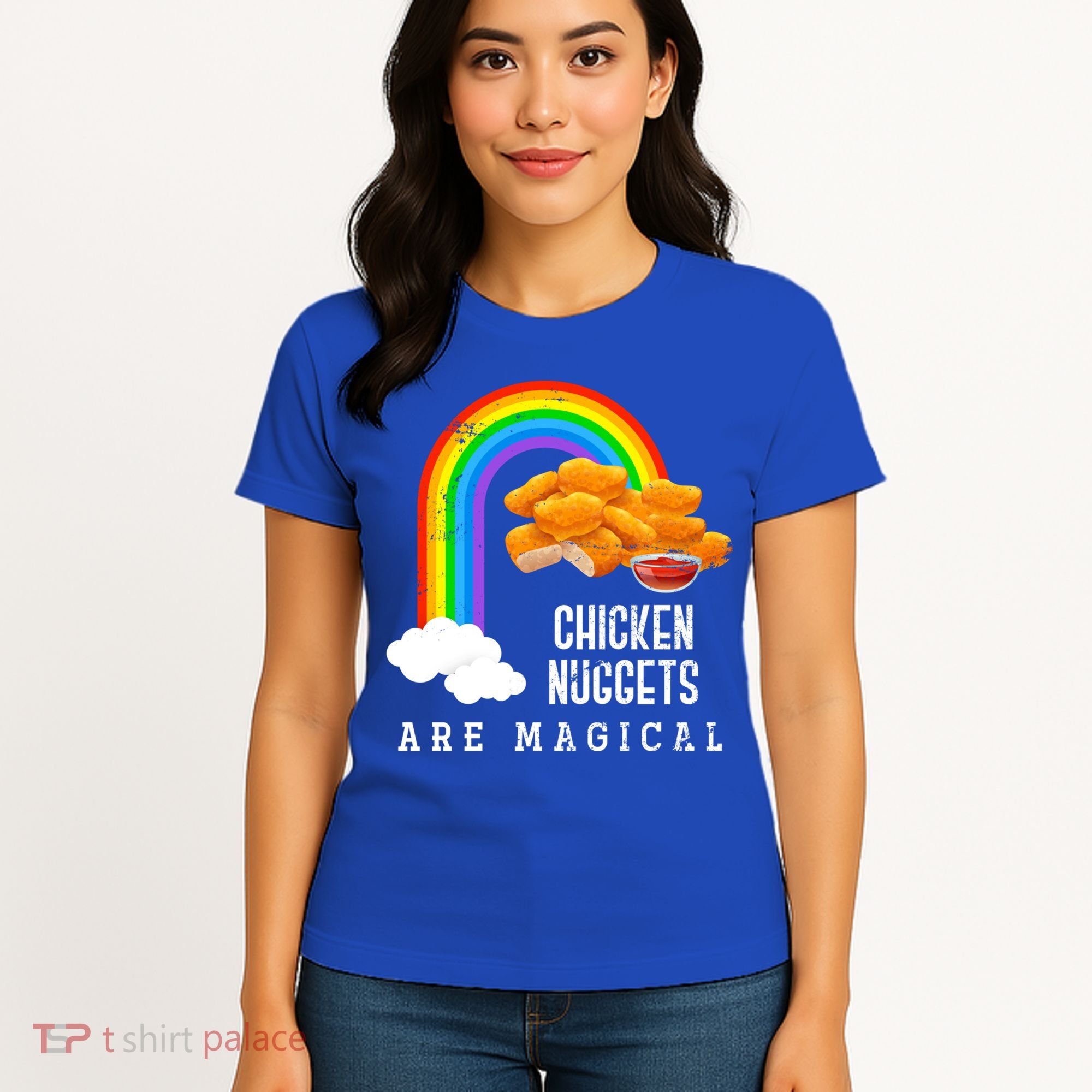 Funny Nuggets Lover Rainbow Gift Fast Food Chicken Nugget Gift Women's T-Shirt
