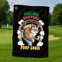 Feeling Nervous Might Have To Po Op Soon Meme Cat Saying Golf Towel thumb 1