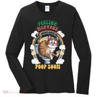 Feeling Nervous Might Have To Po Op Soon Meme Cat Saying Women's Long Sleeve Shirt thumb 0