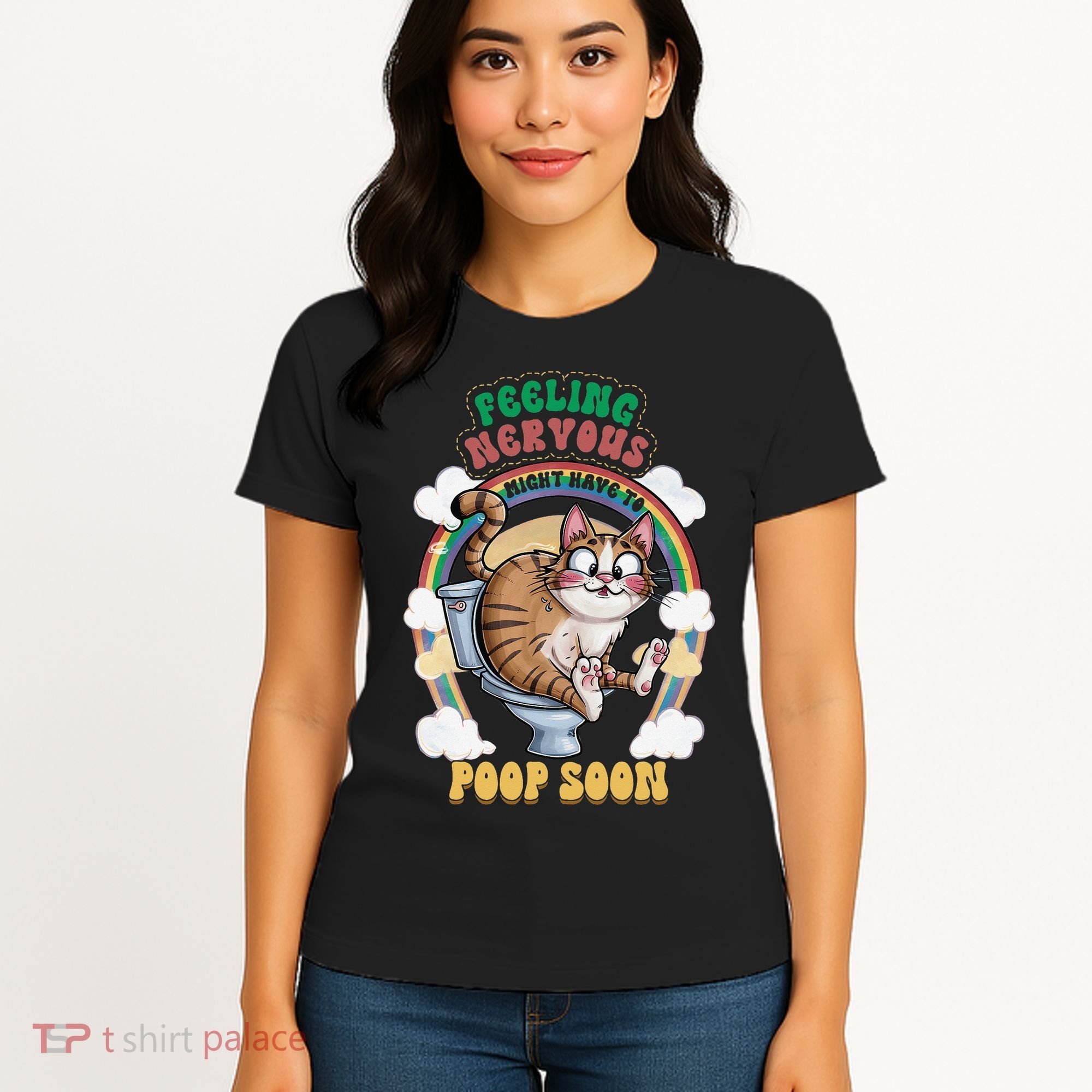 Feeling Nervous Might Have To Po Op Soon Meme Cat Saying Women's T-Shirt
