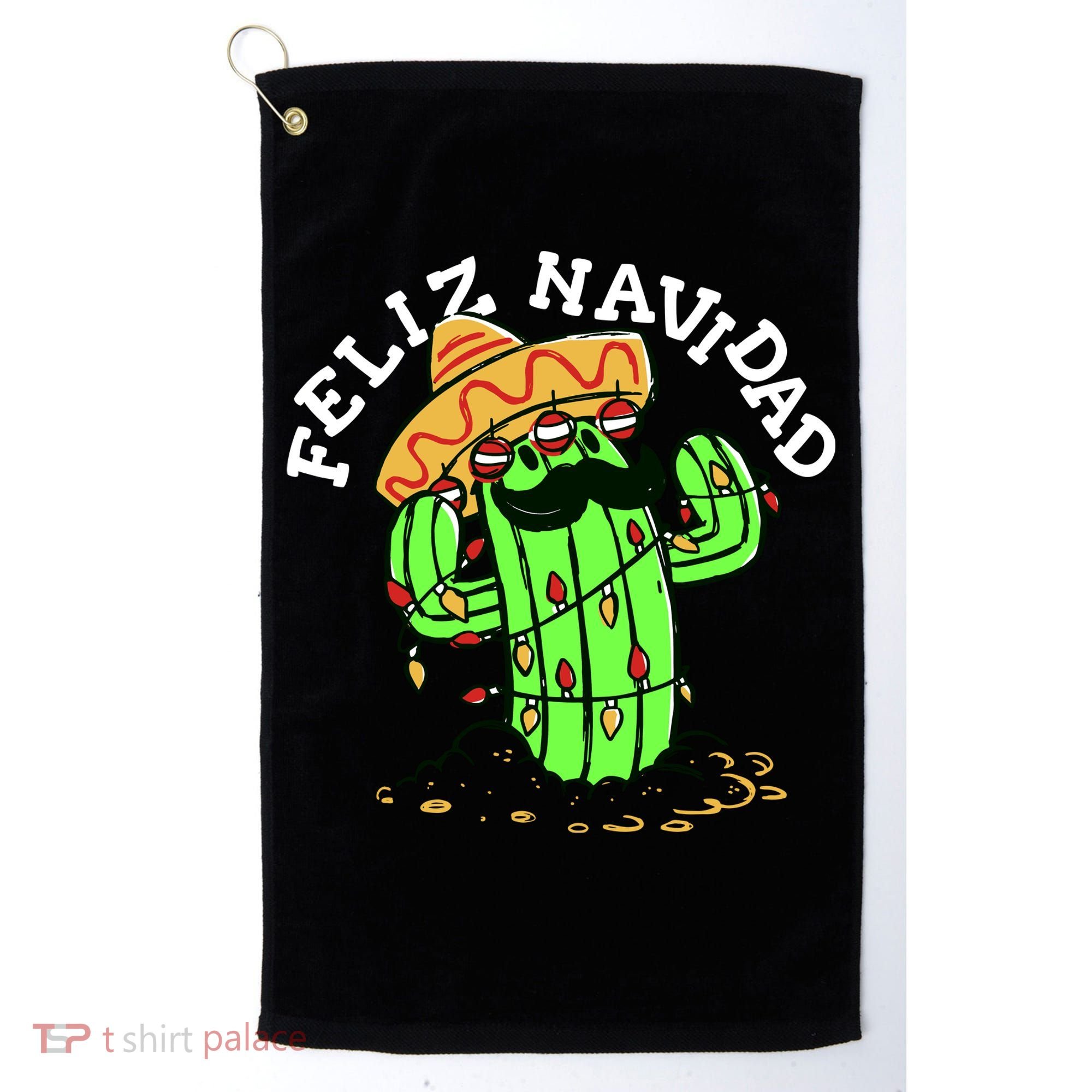 Feliz Navidad Merry Christmas Cactus Funny Humor Spanish Golf Towel