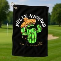 Feliz Navidad Merry Christmas Cactus Funny Humor Spanish Golf Towel thumb 1