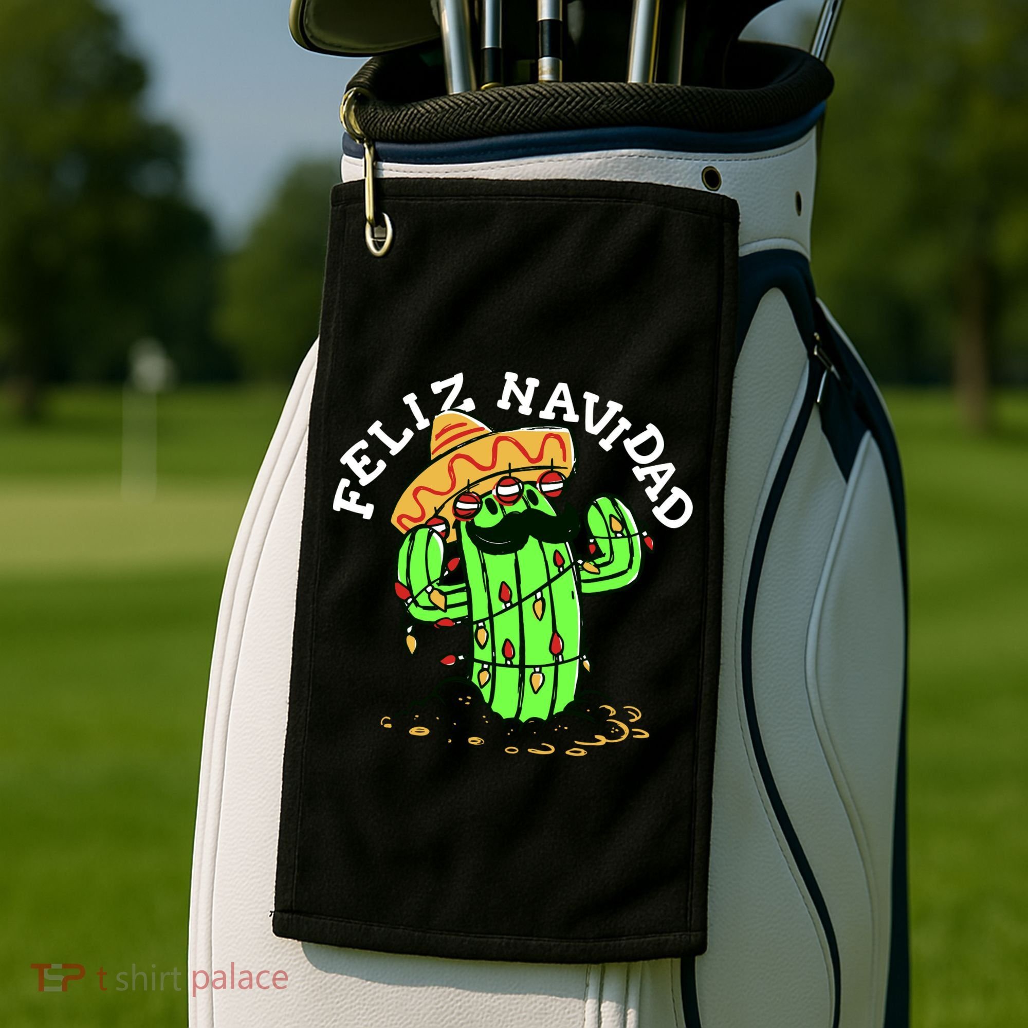Feliz Navidad Merry Christmas Cactus Funny Humor Spanish Golf Towel