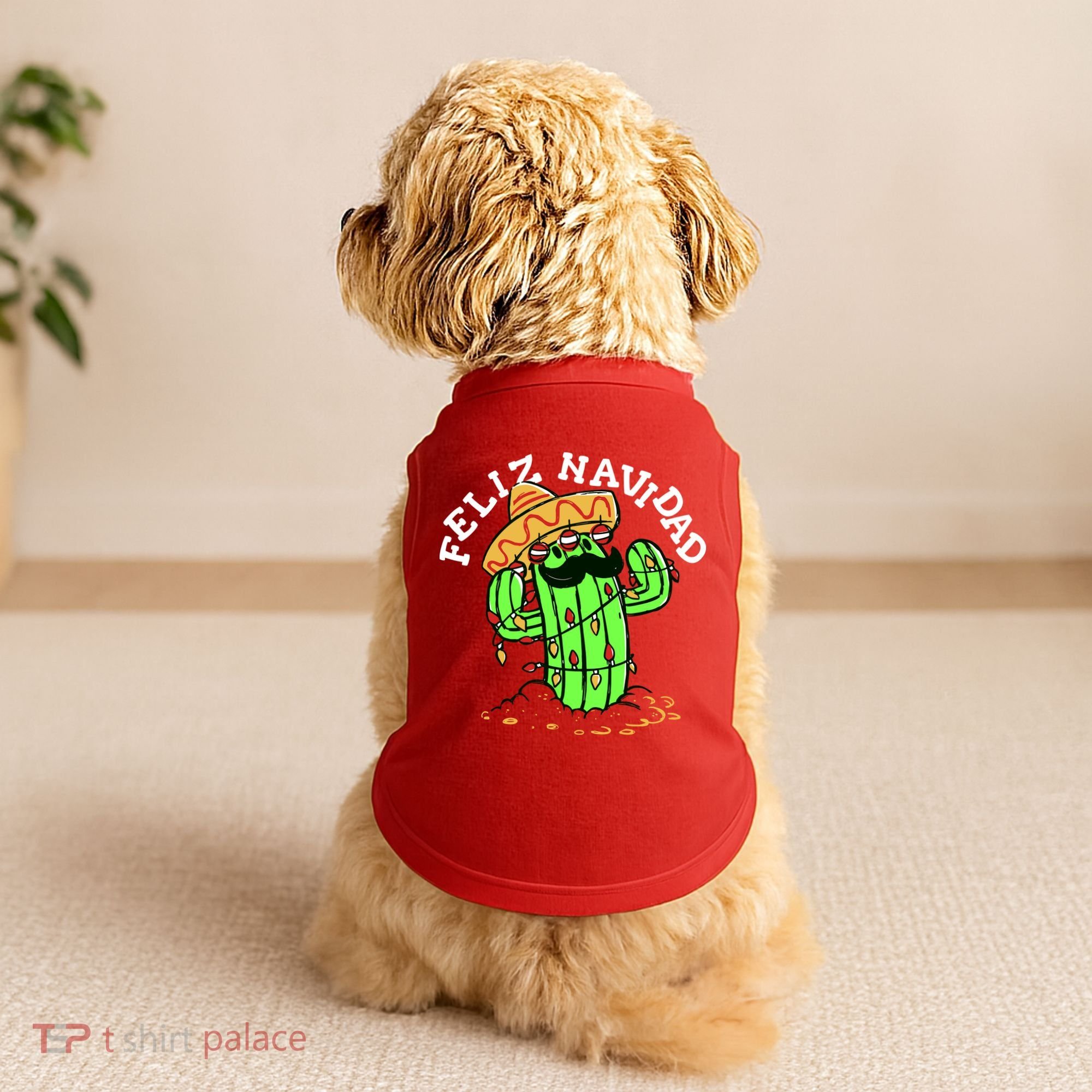 Feliz Navidad Merry Christmas Cactus Funny Humor Spanish Doggie Tank