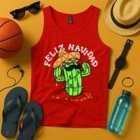 Feliz Navidad Merry Christmas Cactus Funny Humor Spanish Tank Top thumb 4