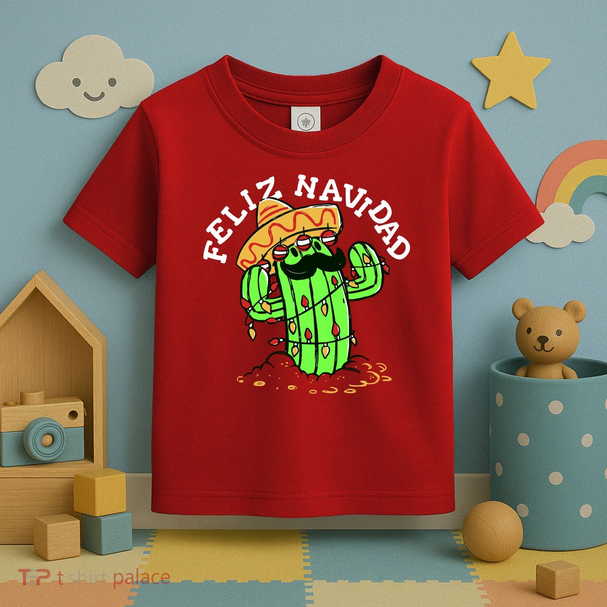 Feliz Navidad Merry Christmas Cactus Funny Humor Spanish Toddler T-Shirt