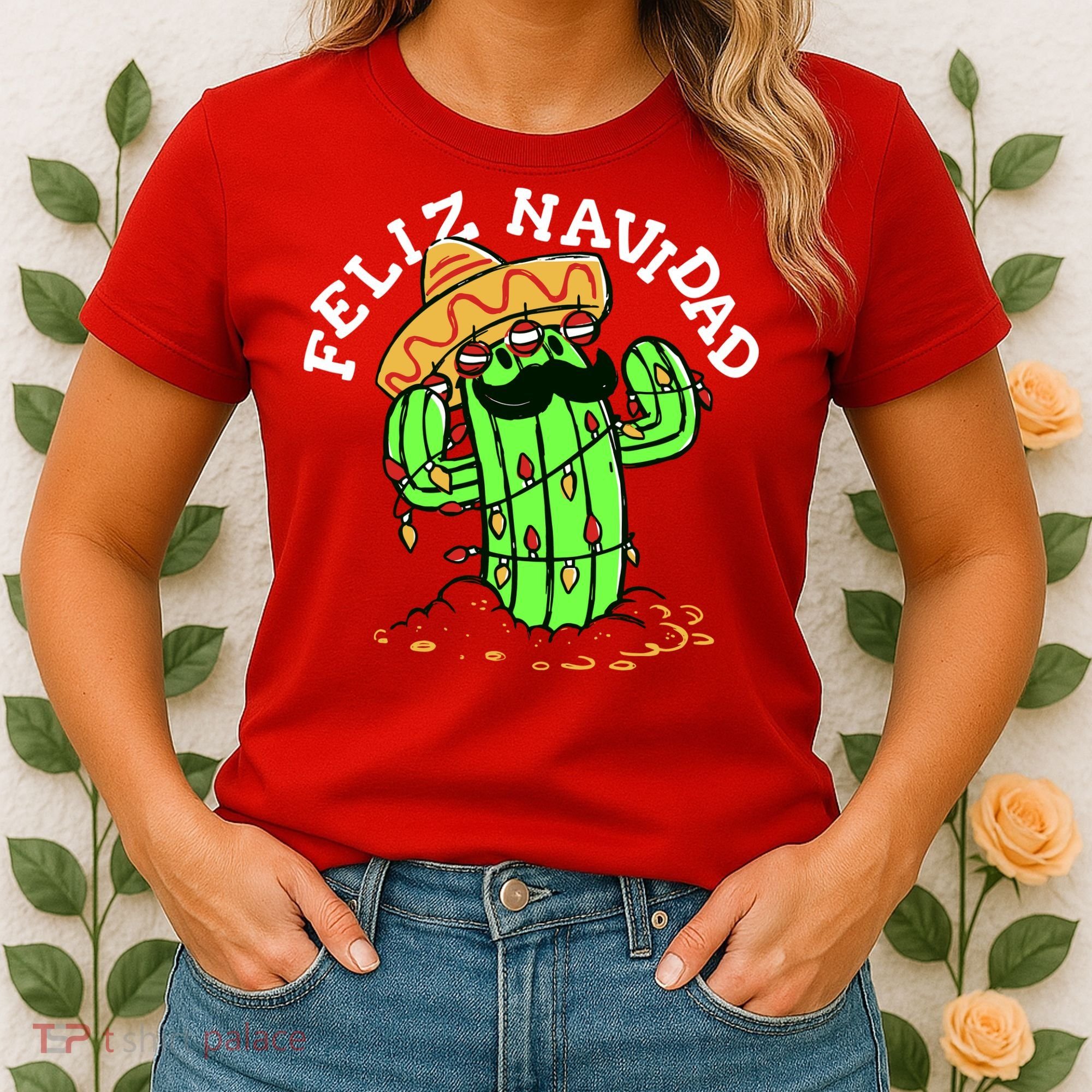 Feliz Navidad Merry Christmas Cactus Funny Humor Spanish Women's T-Shirt