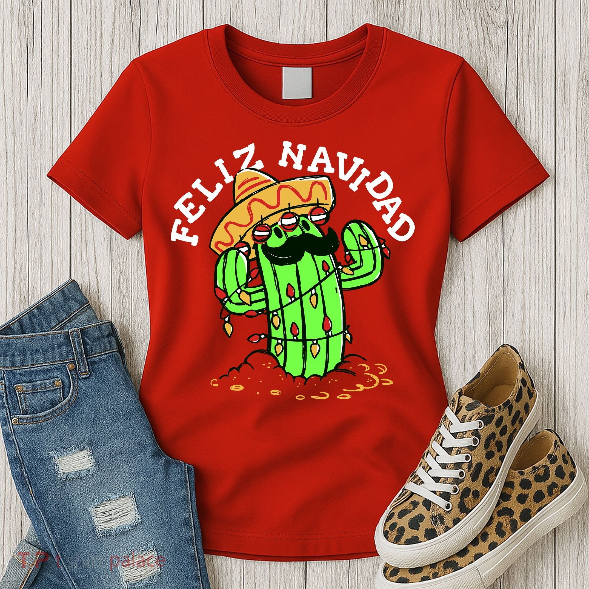 Feliz Navidad Merry Christmas Cactus Funny Humor Spanish Women's T-Shirt