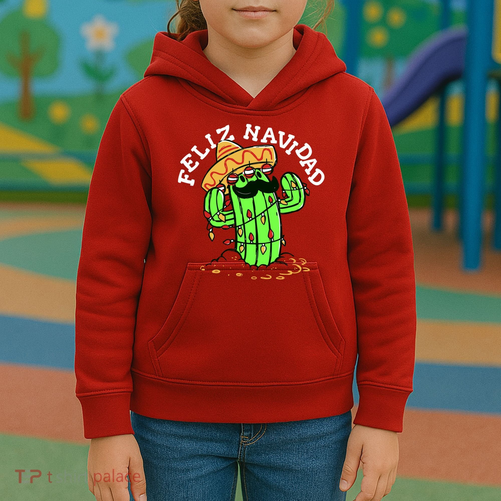 Feliz Navidad Merry Christmas Cactus Funny Humor Spanish Kids Hoodie