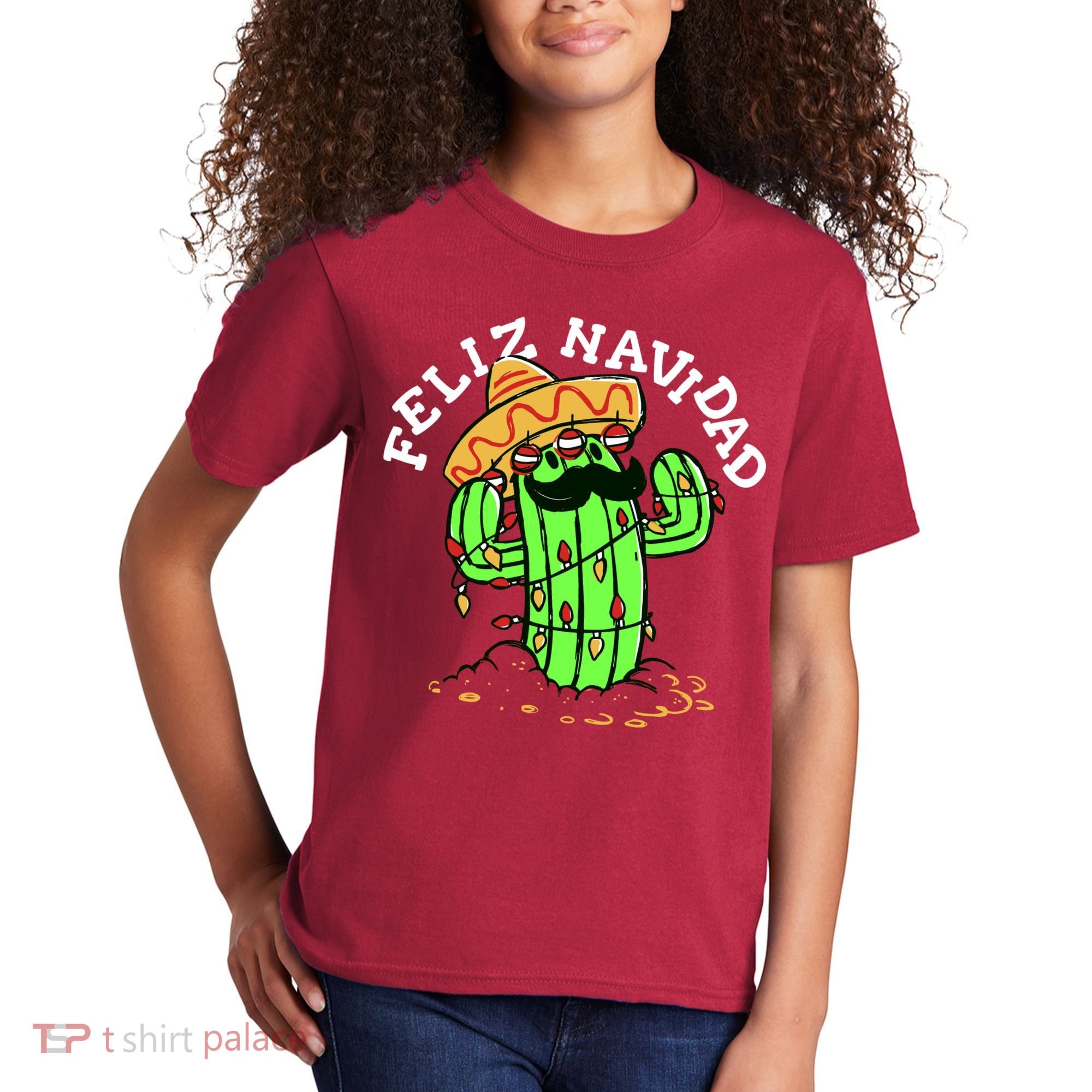 Feliz Navidad Merry Christmas Cactus Funny Humor Spanish Kids T-Shirt