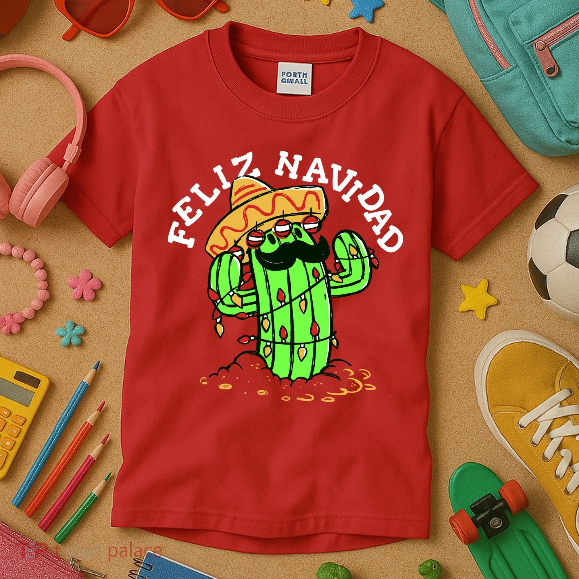 Feliz Navidad Merry Christmas Cactus Funny Humor Spanish Kids T-Shirt
