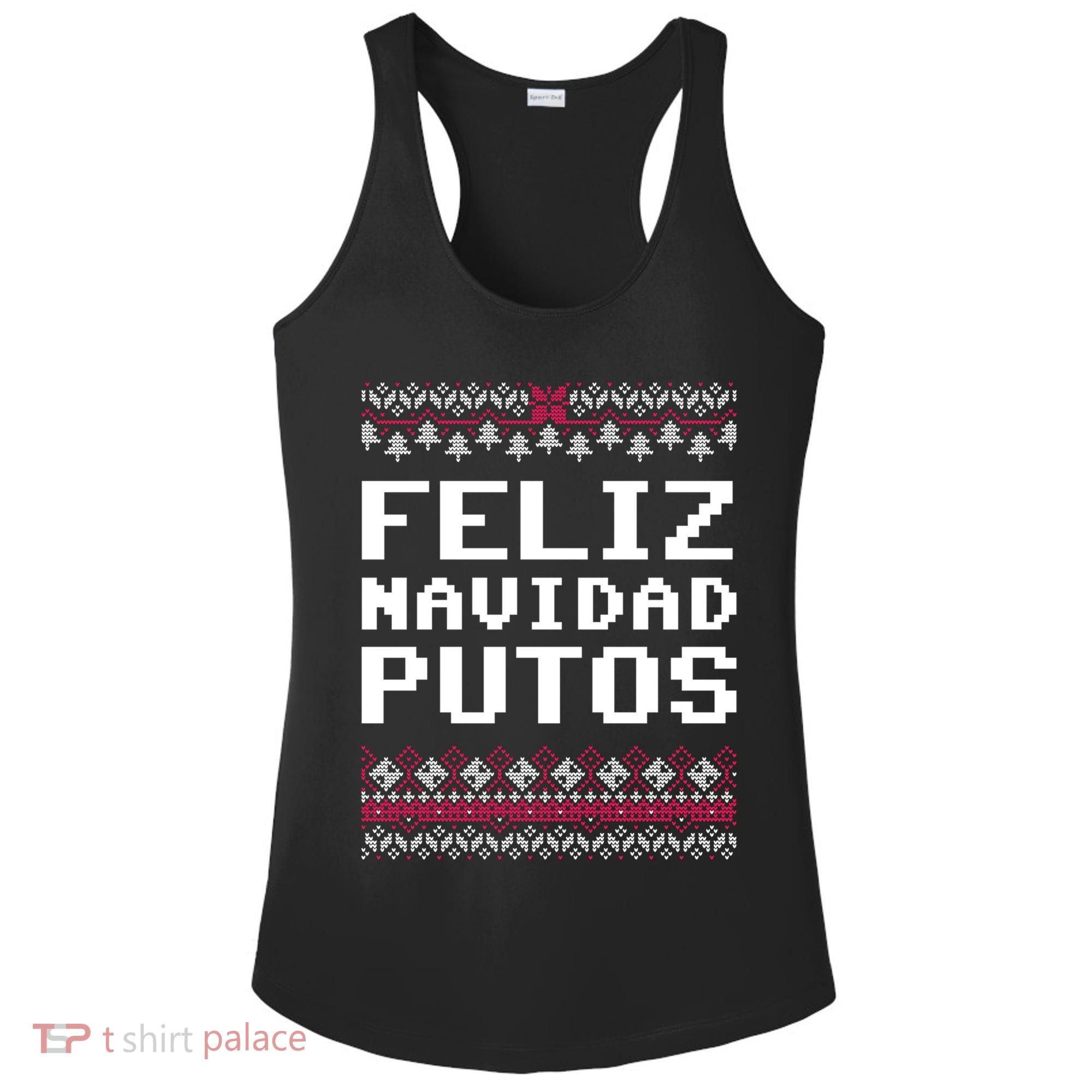 Feliz Navidad Mexican Ugly Christmas Sweater Funny Gift Ladies PosiCharge Competitor Racerback Tank